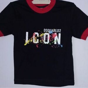 DSQUARED2 Kids Black Tee with Colorful Icon Print,boys 4-5